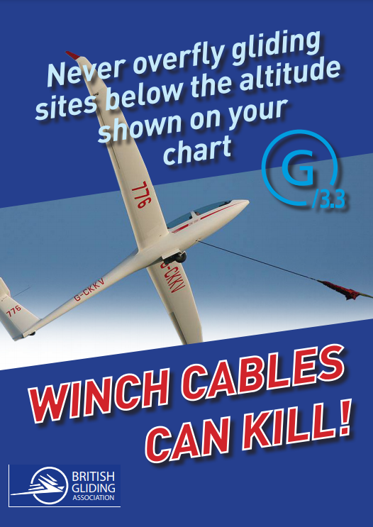 British Gliding Association poster - Winch cables can kill