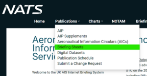 Figure 6: Briefing Sheets tab on NATS AIS Website