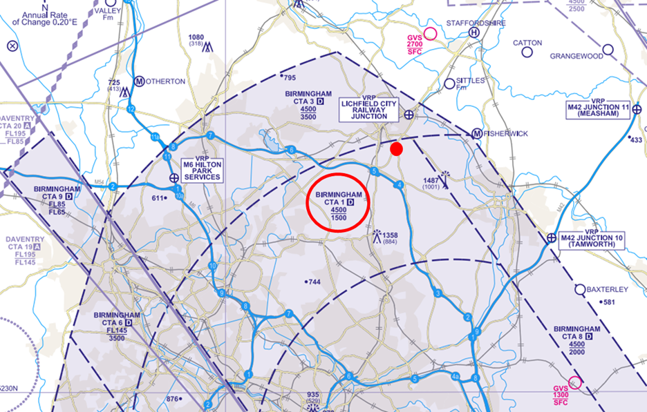 Figure 1: The aircraft entered the Class D CTA-1 indicating 1,900 feet where the base of controlled airspace is 1,500 feet AMSL.