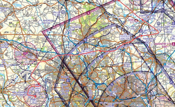 Figure 2: GPX trace represented on the CAA/NATS 1:250,000 chart.