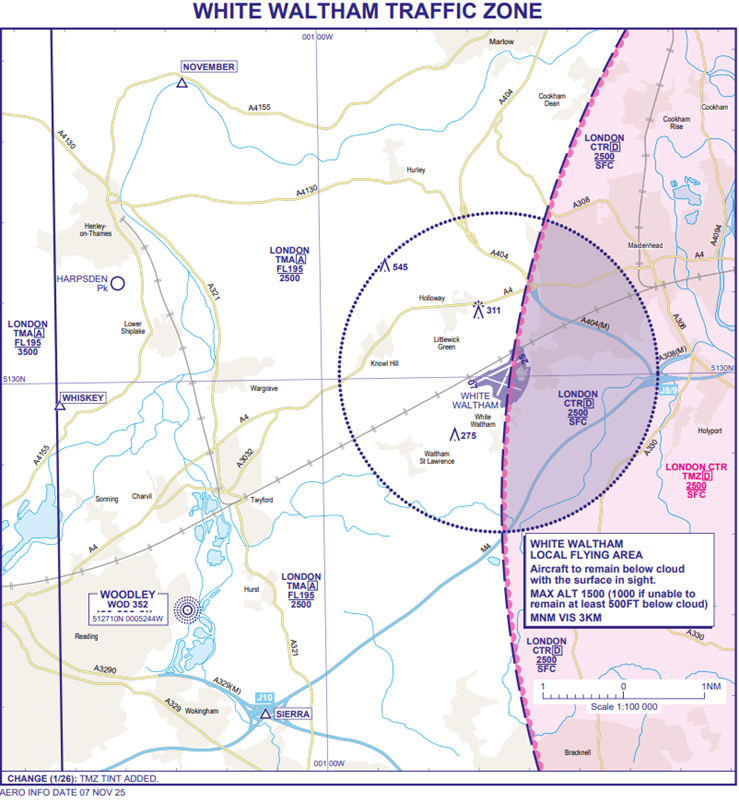Figure 1 – UK AIP-AD 2.EGLM-4-1 WHITE WALTHAM TRAFFIC ZONE